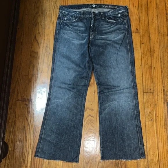 7 For All Mankind A Pocket Bootcut Blue Straight Jeans Size 34 - Picture 5 of 12